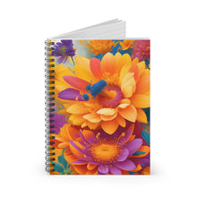 Load image into Gallery viewer, Flower Design Spiral Notebook - French Inspired Journal - Ruled Line Notebook - Gift for Writers and Readers