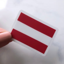 Load image into Gallery viewer, Austria Flag Clear Sticker - Transparent Vinyl Decal, Patriotic Austrian Emblem, Durable, Weatherproof, Perfect for Laptops & Cars, 2-inch