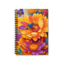 Load image into Gallery viewer, Flower Design Spiral Notebook - French Inspired Journal - Ruled Line Notebook - Gift for Writers and Readers
