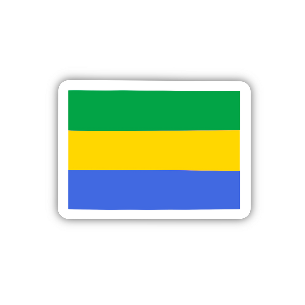 Gabon Flag, Clear Sticker, 2” length