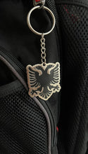 Load image into Gallery viewer, Albanian Eagle Keychain - Premium Hard Enamel, Shiny Silver Finish, Patriotic Albania Symbol, Durable Cultural Accessory, 1.7-inch
