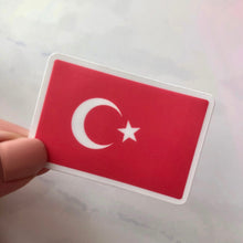 Load image into Gallery viewer, Turkey Flag, Clear Sticker, 2&quot;x1.35&quot;
