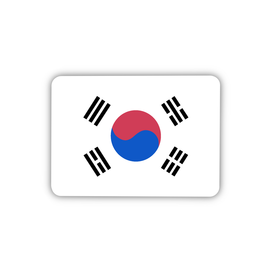 South Korea Flag, Clear Sticker, ~2” length