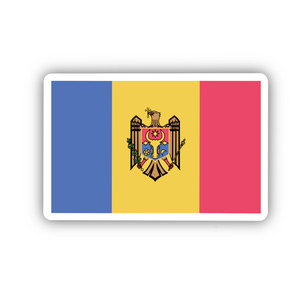 Moldova Flag, Clear Sticker, 2