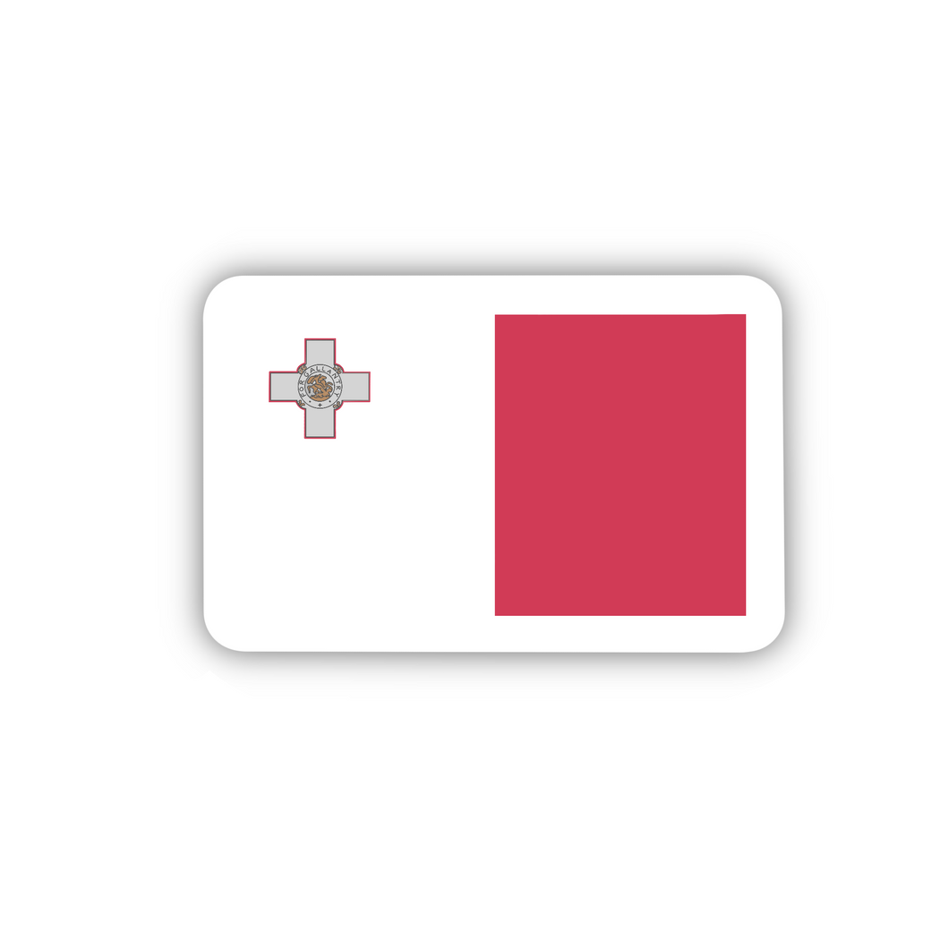 Malta Flag, Clear Sticker, ~2”