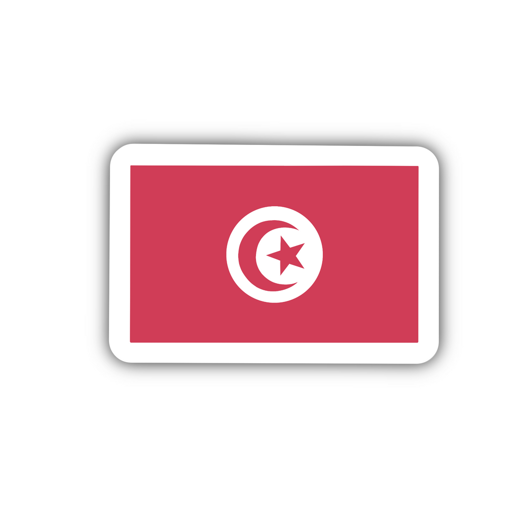 Tunisia Flag, Clear Sticker, ~2” length