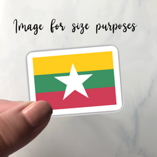 Load image into Gallery viewer, Myanmar Flag, Clear Sticker, ~2” length
