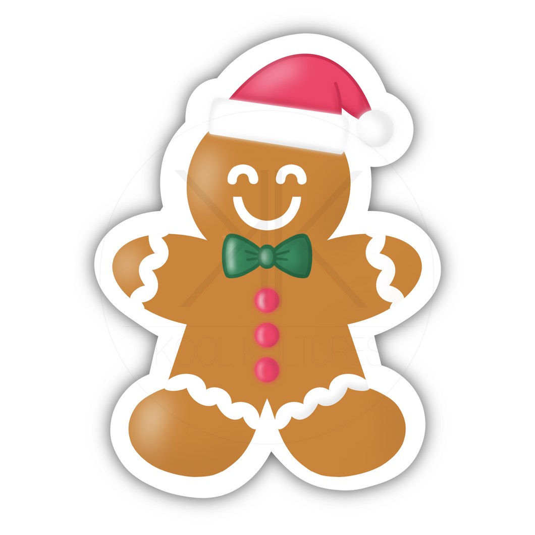 Gingerbread Man, Clear Sticker, ~2” height