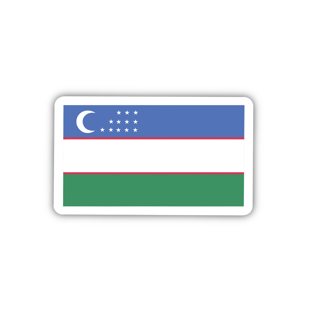 Uzbekistan Flag, Clear Sticker, ~2” length