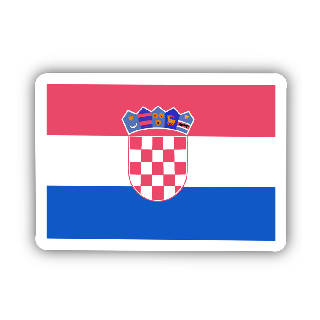 Croatia Flag, Clear Sticker, 2x1.43 in.