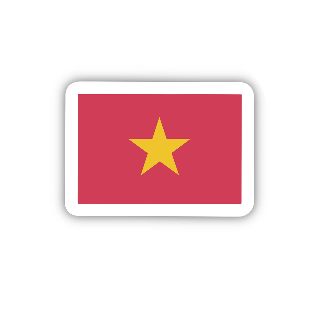 Vietnam Flag, Clear Sticker, ~2” length