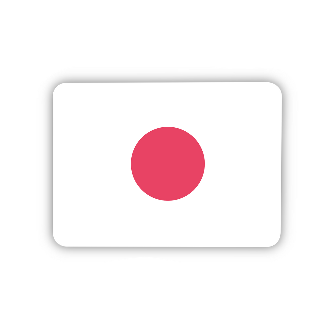 Japan Flag, Clear Sticker, ~2”x1.42”