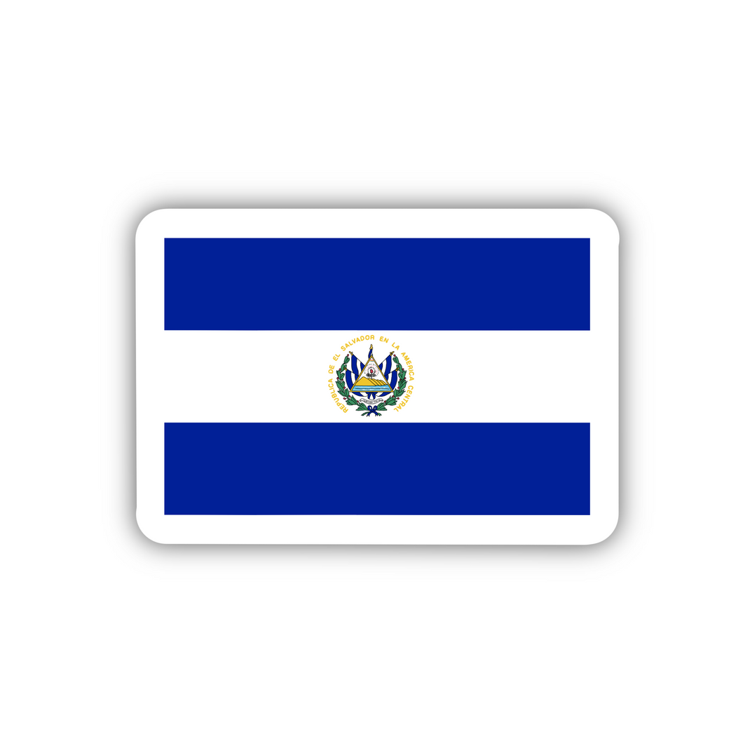 El Salvador Flag, Clear Sticker, ~2” length