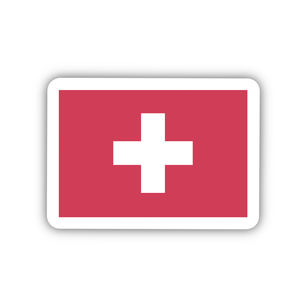 PRE-ORDER Switzerland Flag, Clear Sticker, ~2”