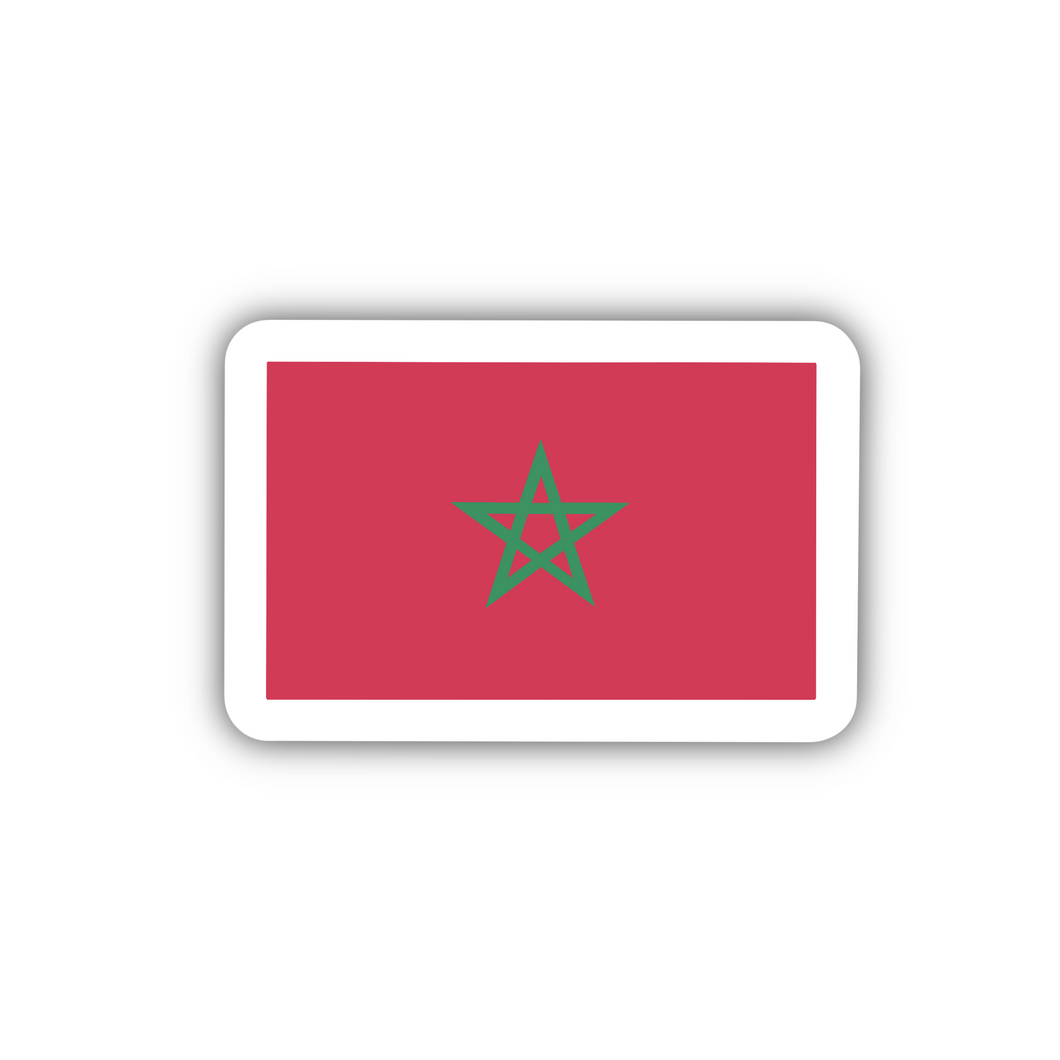 Morocco Flag, Clear Sticker, ~2” length