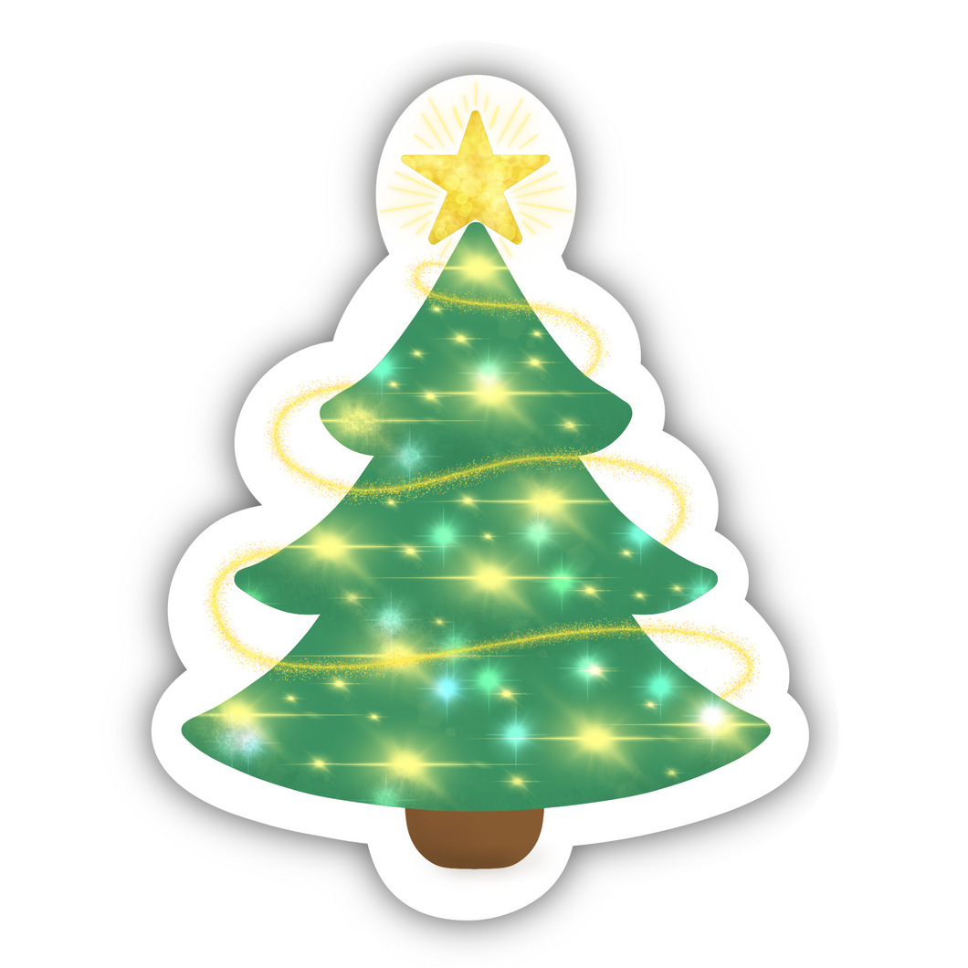 Christmas Tree, Clear Sticker, ~2” height