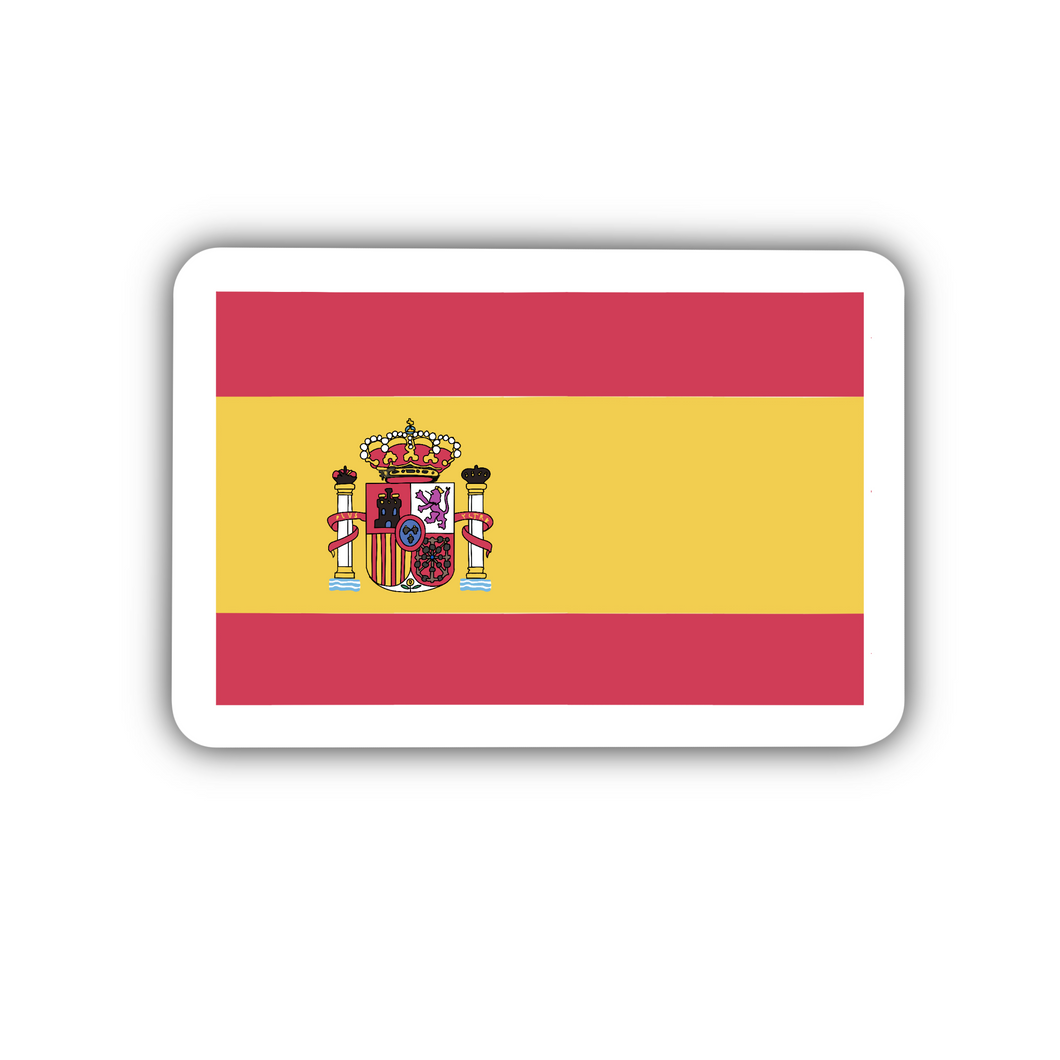 Spain Flag, Clear Sticker, ~2” length