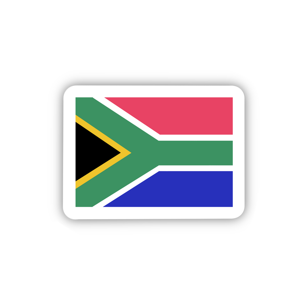 South Africa Flag, Clear Sticker, 2” length