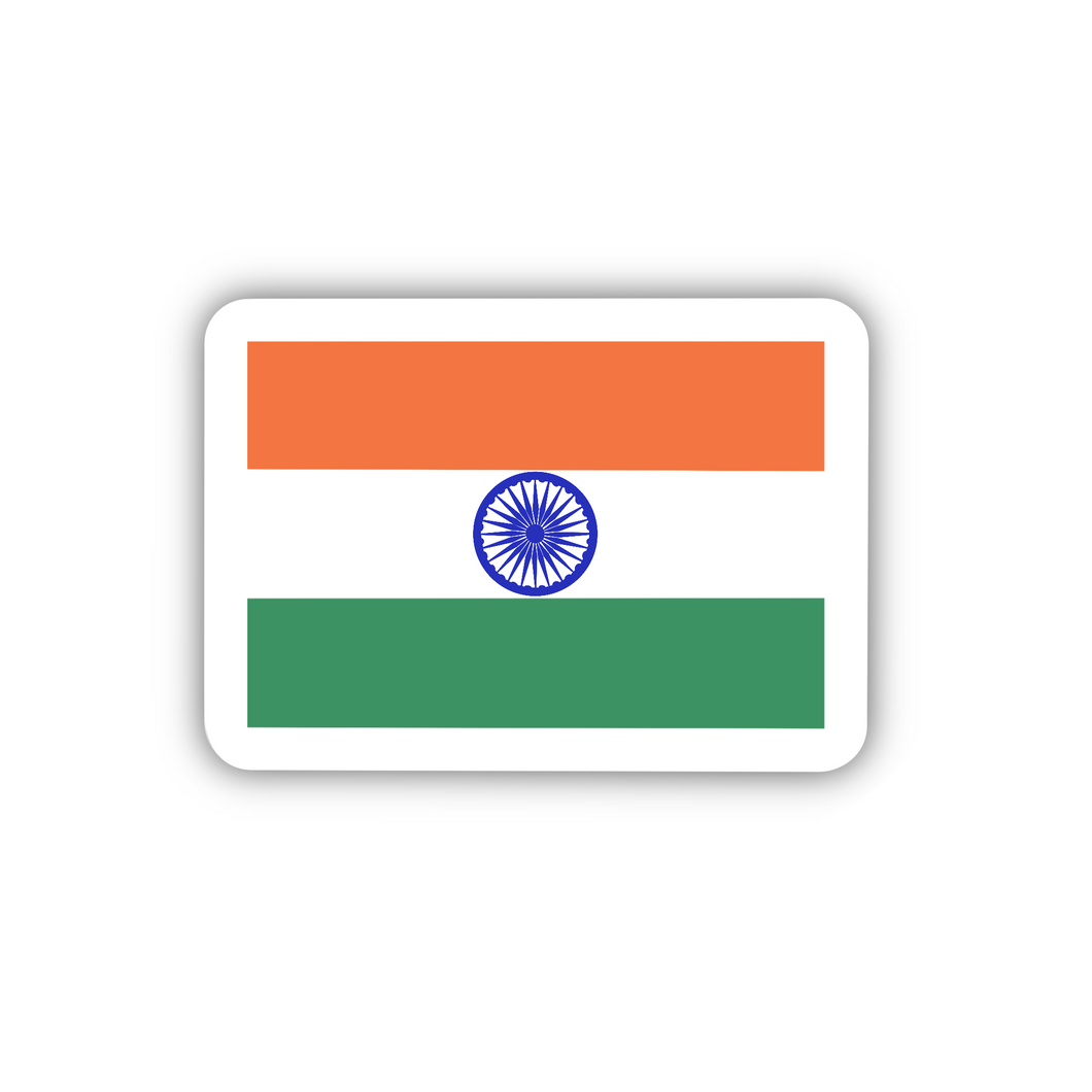 India Flag, Clear Sticker, ~2” length