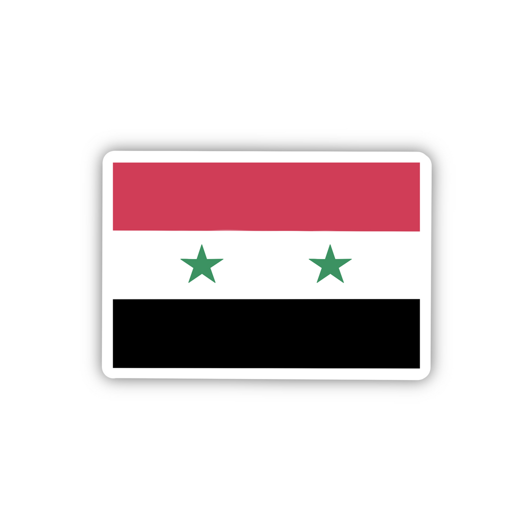 Syria Flag, Clear Sticker, 2x1.39 in.