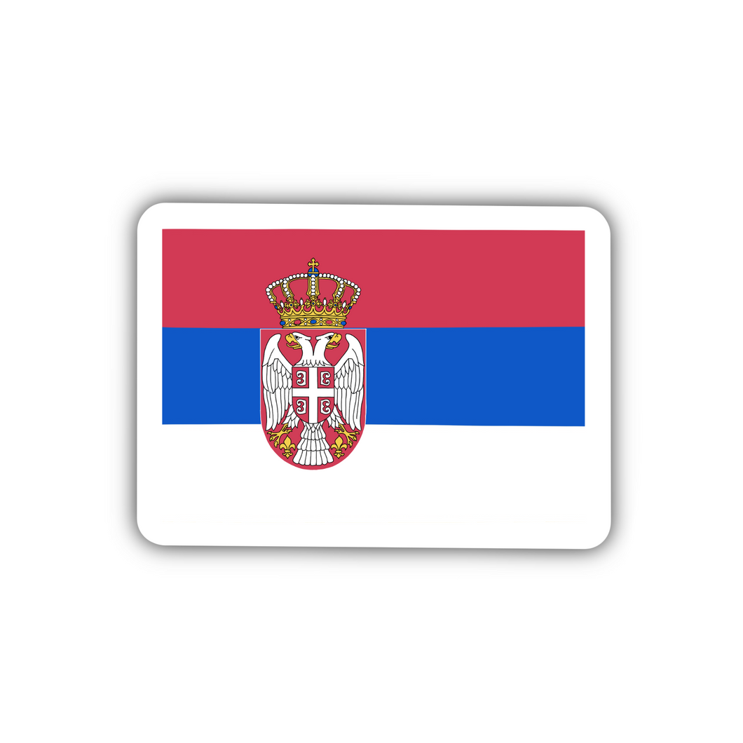 Serbia Flag, Clear Sticker, 2” length