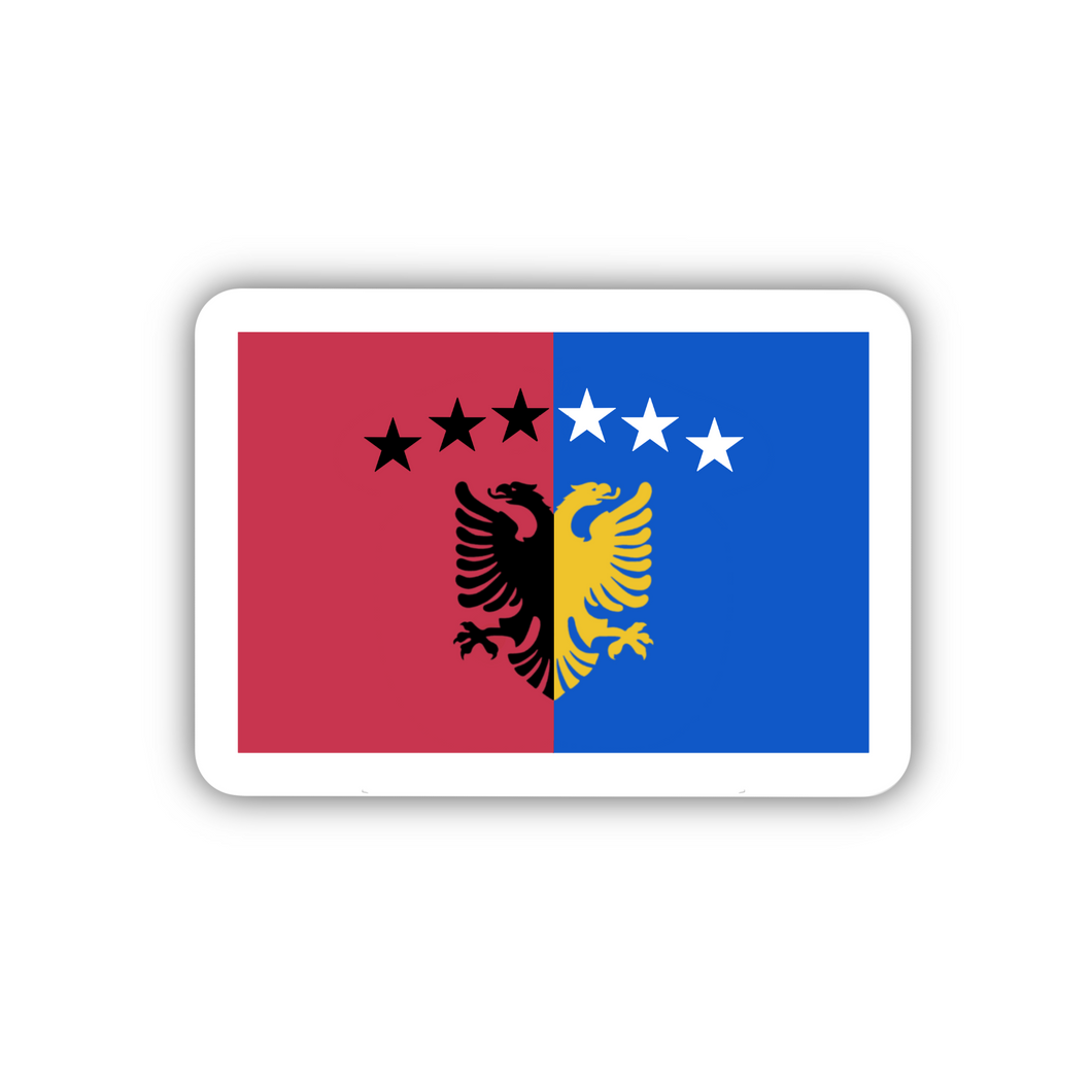 Kosovo/Albania Flags, Clear Sticker, 2
