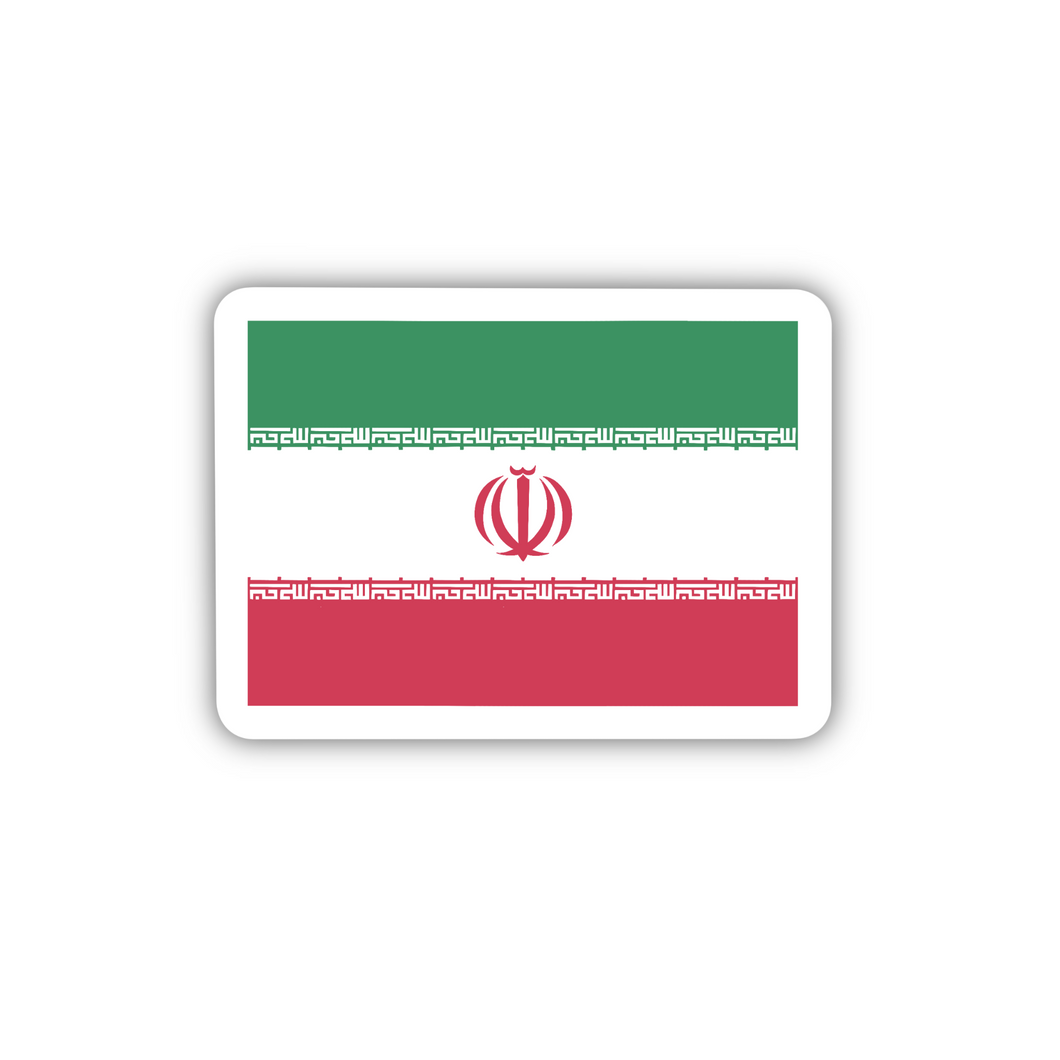 Iran Flag, Clear Sticker, 2”x1.42”