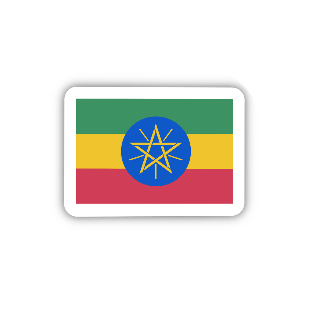 Ethiopia Flag, Clear Sticker, 2” length