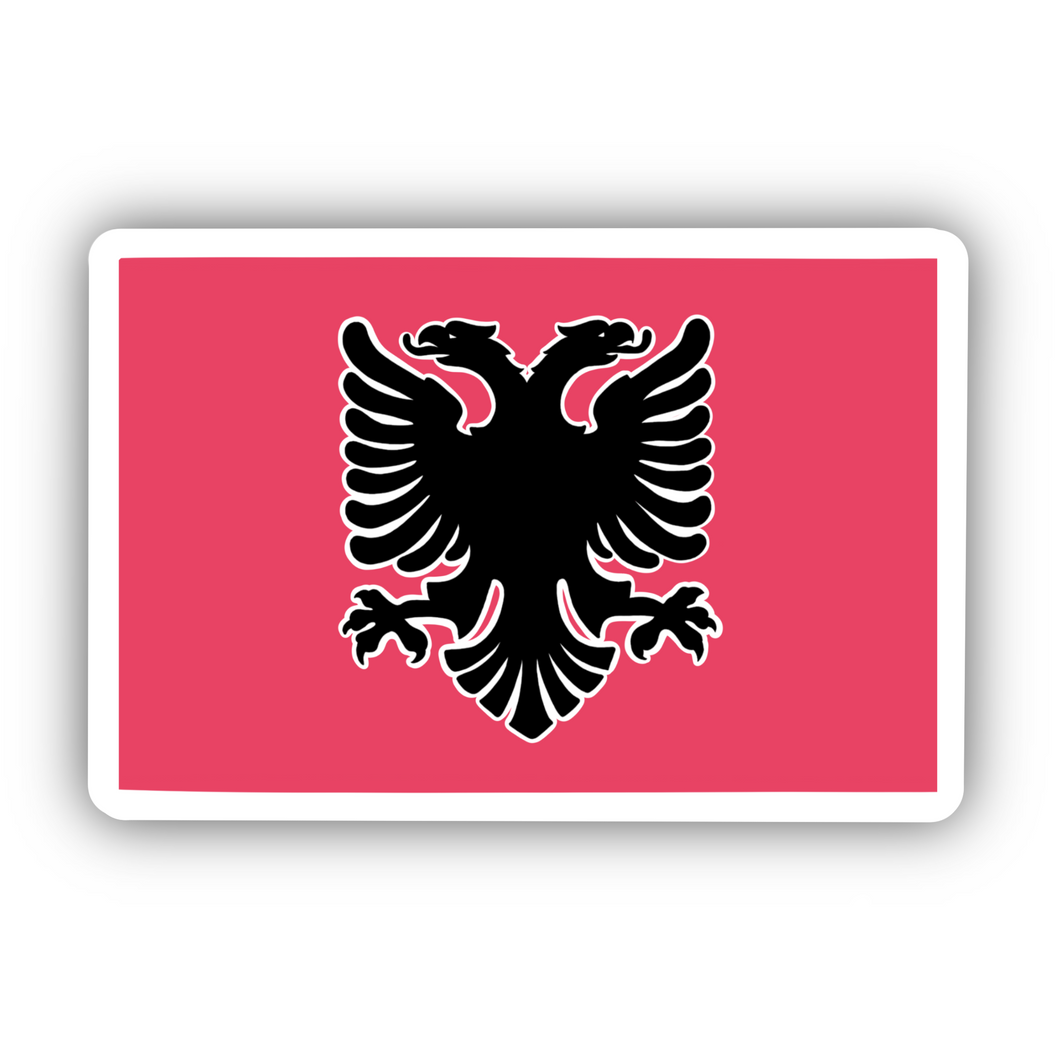 Albania Flag Sticker - Premium Waterproof Vinyl Decal, Double-Headed Eagle, Patriotic Albanian Symbol, Durable, 2-inch