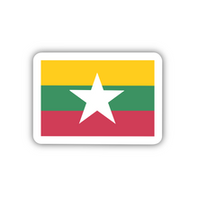 Load image into Gallery viewer, Myanmar Flag, Clear Sticker, ~2” length
