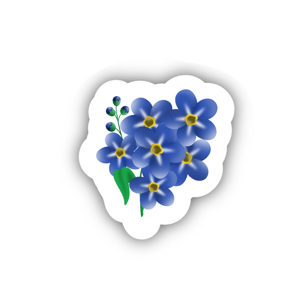 Forget-Me-Not Flower Sticker, ~2” height