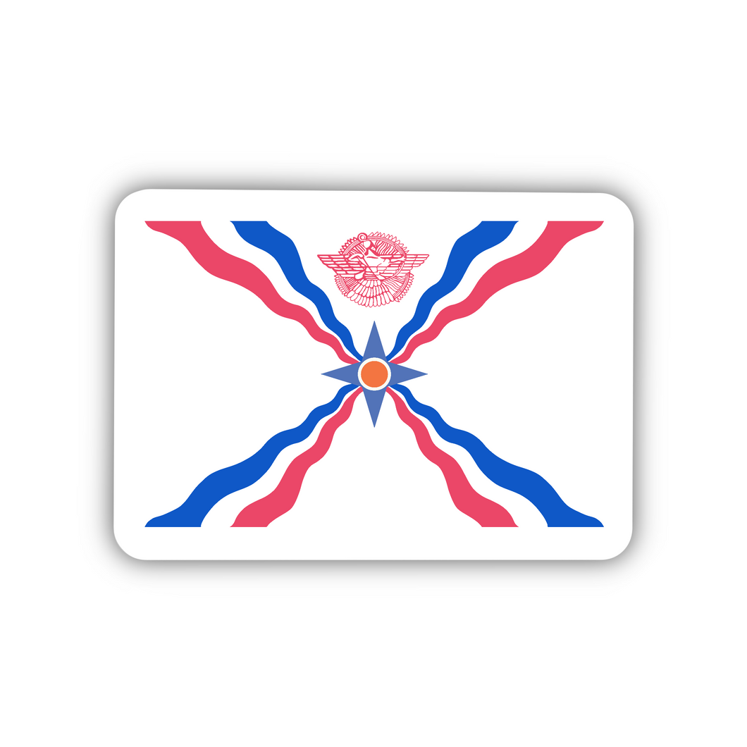 Assyrian Flag Clear Sticker - Transparent Vinyl Decal, Patriotic Assyrian Emblem, Durable, Weatherproof, Ideal for Laptops & Cars, 2-inch