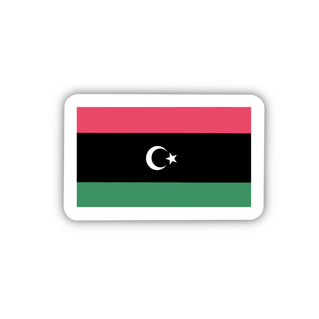 PRE-ORDER: Libya Flag, Clear Sticker, ~2” length