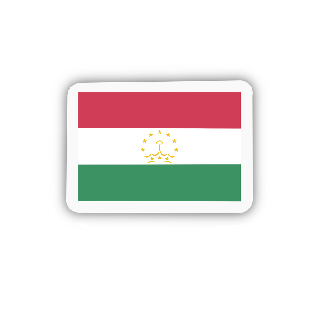 PRE-ORDER: Tajikistan Flag, Clear Sticker, ~2”