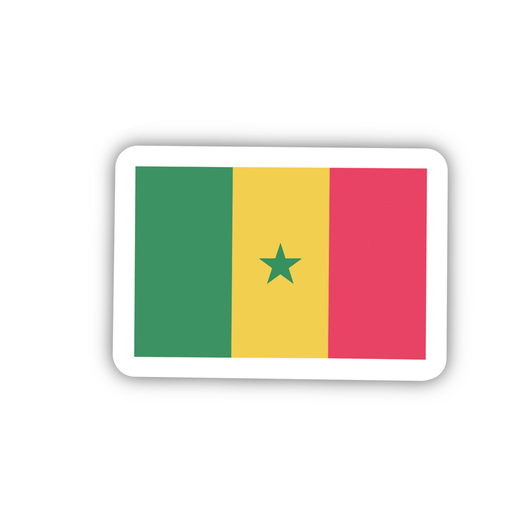 Senegal Flag, Clear Sticker, 2”